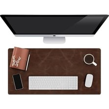 Esranın Dünyası Modica® Hobart - Hakiki Deri Masa Matı | Deri Oyuncu Mouse Pad | Yazı Masası Altlığı 75X34 cm (Kahverengi)
