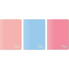Esranın Dünyası Colors A4 80 Yaprak Kareli Defter 3'lü Paket, Somon, Pembe, Mavi