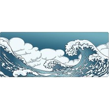 Esranın Dünyası Porge Gamer Mouse Pad 90X40 Mouse Pad Xxl Büyük Oyuncu Mousepad (Blue Wave, 90X40 cm 3mm Kalınlık)