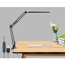 Esranın Dünyası Dekoratif LED Masa Lambası SY040 USB Kablolu Kademeli 3 Eklemli LED Masa Lambası, Kıskaçlı Model Çalışma Masası Lambası Kitap Okuma Için Işık (SY040 - Siyah)          [enerji Sınıfı A]