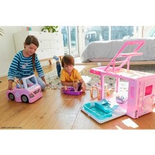 MarkEntegra Barbie'nin 3'ü Bir Arada Muhteşem Karavanı ve Aksesuarları, Havuz, Kamyonet, Tekne ve Aksesuarlı Araç Dahil GHL93