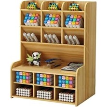 Esranın Dünyası 9+9 Bölme Masaüstü Kalemlik Organizer Demonte Ceviz