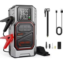 Esranın Dünyası Harvox Çok Fonksiyonlu Taşınabilir Araç Güç Destek Cihazı – Akü Takviye & Power Destek Ünitesi Jump Starter – 12 V Çok Amaçlı Güç Kaynağı – Hava Basınç Pompası ve Acil Işık Fonksiyonlu