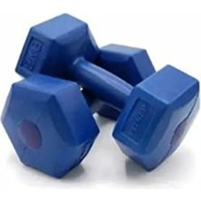 Esranın Dünyası Spor Dambıl 2  x 2 Adet  Pvc Kaplama Plastik Dumbell 1 Çift Mavi, -Spor