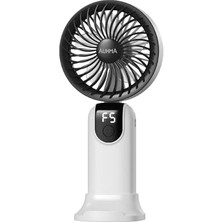 Esranın Dünyası Auhma AUFN19 5 Kademeli Güçlü El Fanı Mini Fan – Şarjlı Taşınabilir Mini Vantilatör, Dijital Ekranlı, Sessiz Çalışma, Uzun Pil Ömrü, Masaüstü & El Tipi Kullanım (Beyaz)