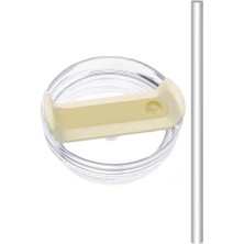Esranın Dünyası 1 Adet 40 Oz Tumbler Kapak – Stanley Quencher ile Uyumlu – Sızdırmaz Tasarım, Pipetli Kullanım Için Delikli Kapak + 30 cm Tritan Pipet – Krem