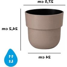 MarkEntegra 11 Litre Kapasiteli Kuple Plastik Saksı Takımı, Iç Kova ile