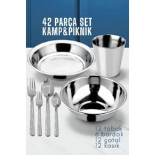 Esranın Dünyası 42 Parça Tabak Kase Bardak Çatal Kaşık Seti Kamp Piknik Seti 721970