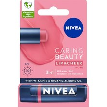 Esranın Dünyası Nıvea Rose Renkli Nemlendirici Dudak Bakım Kremi 4.8gr, SPF30, Allık Etkisi, Dudak ve Yanaklar, E Vitamini