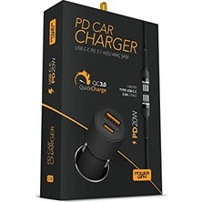 Esranın Dünyası CC36 3.1A PD20W Type-C To Type-C Hızlı Şarj Yeni Nesil Araç Şarj Aleti Çakmaklık