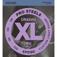 Jim Dunlop Daddarıo EPS190 Bass Gitar Tel Seti, Xl, 40-100, Long Scale, Prosteels