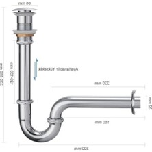MarkEntegra Paslanmaz Çelik Pop-Up Lavabo Sifonu - 32 mm Çıkış
