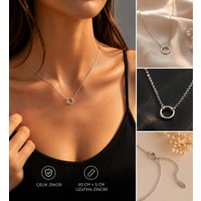 Liora De Mar Mira Minimal Halka Çelik Kolye 40 cm + 5 cm Uzatma Zincirli Kadın Kolye