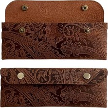 Esranın Dünyası El Yapımı Kalemlik Hakiki Deri, Deri Küçük Kalem Kutusu – Iş, Ofis, Okul Aksesuar Tutucu, Klasik ve Minimal El Yapımı Tasarım Vintage Kalemlik (Desenli Taba)