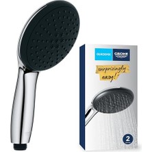 Esranın Dünyası Grohe Vitalio Start 110 El Duşu, 2 Akışlı (Yağmur & Jet), Smartswitch, 110MM Yuvarlak Duş Başlığı, Silikon Halka, Kireç Önleyici Sistem, Krom, 26948001