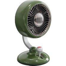 Esranın Dünyası Juo Q3 120° Salınımlı 3 Kademeli LED Işıklı Şarjlı Masaüstü Fan Vantilatör Retro Yeşil