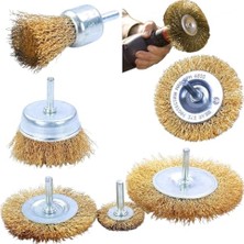 Esranın Dünyası Aee® 6'lı Çelik Tel Çanak Fırça Seti Matkap Ucu Dairesel Pas Sökücü Temizleme Yağ Çapak Alma Parlatma Sıyırma Zımpara Ahşap Metal Çelik Kaynak Boya Çıkarıcı Kazıma Aparatı