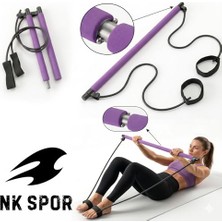 Esranın Dünyası Nk Spor Taşınabilir Pilates Barı Seti - Direnç Lastikli Egzersiz Çubuğu-Fesyonel Pilates Barı - Ev Tipi Fitness ve Yo Direnç Bandı Seti