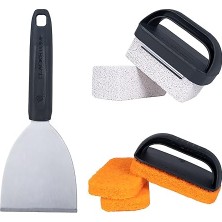 Esranın Dünyası 5463 Temizleme Alet Seti (8 Adet) Barbekü Izgarası Düz Üst Iç/dış Mekan Aksesuarları-1 Paslanmaz Çelik Izgara Kazıyıcı, 3 Ovma Pedi, Saplı 2 Ponza Taşı, Siyah, Turuncu, Gümüş