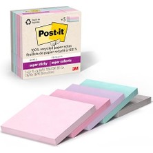 Esranın Dünyası %100 Geri Dönüşümlü Kağıt Süper Yapışkan Notlar, 2x Yapıştırma Gücü, 3x3 Inç, 5 Ped, 70 Yaprak/ped, Wanderlust Pastel Koleksiyonu (654R-5SSNRP)