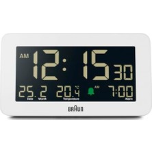 Esranın Dünyası Braun Tarih, Ay ve Sıcaklık Göstergeli Dijital Çalar Saat, Negatif LCD Ekran, Hızlı Set, Crescendo Bip Alarmı, Beyaz Model, BC10W.