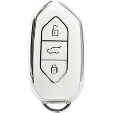 Esranın Dünyası Autohan Keys Togg T10X T10F Akıllı Anahtar Kılıfı, 3 Tuşlu, Nano Koruma (Beyaz-Gümüş)