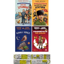 Kronik Çocuk Ilber Ortaylı & Şermin Yaşar 4 Kitap Set / Yedi Tepe Istanbul - Gazi Mustafa Kemal Atatürk - Kınalı Serçe - Cumhuriyet'in Ilk Sabahı + Özel Cetvle