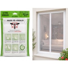 Esranın Dünyası Pratik Sineklik Hazır Tül Sineklik Çift Kanat 150 cm x 125 Cm, Kapı ve Pencere Uyumlu Pimapen Için Böcek Sinek Engelleyici Tül, 5.5 Metre Yapıştırma Bantlı (1)