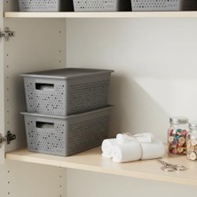 Esranın Dünyası Deconox Seul Çok Amaçlı Kapaklı Saklama Kutusu - Şık ve Dekoratif Dolap Içi Organizer Düzenleyici (4 L / 12 L / 20 L Boy Seçenekli) 3 Renk (Gri, 4 Litre)
