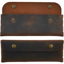 Esranın Dünyası El Yapımı Kalemlik Hakiki Deri, Deri Küçük Kalem Kutusu – Iş, Ofis, Okul Aksesuar Tutucu, Klasik ve Minimal El Yapımı Tasarım Vintage Kalemlik (Taba)