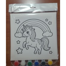 Sepetly Çocuklar Için Tuval Boyama Seti 20X20 cm - 6 Renk Boya ve Fırçalı Akrilik Boyama (Çoklu Desen Seçenekli)