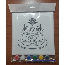Sepetly Çocuklar Için Tuval Boyama Seti 20X20 cm - 6 Renk Boya ve Fırçalı Akrilik Boyama (Çoklu Desen Seçenekli)