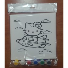 Sepetly Çocuklar Için Tuval Boyama Seti 20X20 cm - 6 Renk Boya ve Fırçalı Akrilik Boyama (Çoklu Desen Seçenekli)