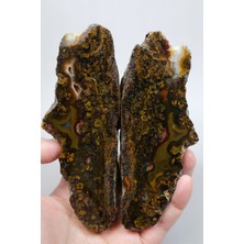 Healcrystal Hardal Sarısı, Zeytin Yeşili ve Derin Pas Kahverengi Püskül Akik
