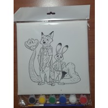 Sepetly Çocuklar Için Tuval Boyama Seti 20X20 cm - 6 Renk Boya ve Fırçalı Akrilik Boyama (Çoklu Desen Seçenekli)