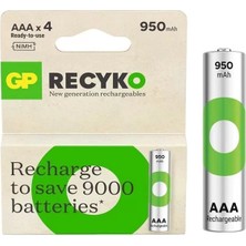 Gp Recyko 950 Mah Aaa 4'lü Şarjlı Ince Kalem  Pil GP100AAAHCE-2EB4 (GPRHC103E001)