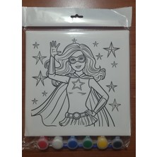 Sepetly Çocuklar Için Tuval Boyama Seti 20X20 cm - 6 Renk Boya ve Fırçalı Akrilik Boyama (Çoklu Desen Seçenekli)