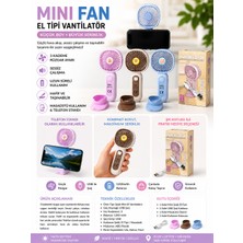 Mini Fan Şarjlı El Vantilatörü 3 Kademeli USB Şarjlı Taşınabilir Telefon Standlı Mini Fan