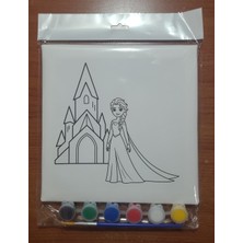 Sepetly Çocuklar Için Tuval Boyama Seti 20X20 cm - 6 Renk Boya ve Fırçalı Akrilik Boyama (Çoklu Desen Seçenekli)