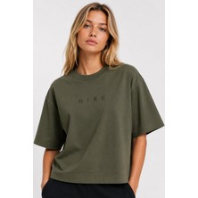 Nike Sportswear Luxe Ss Oversized Womens Tee Boxy Bol Kesim Kadın Tişört Haki