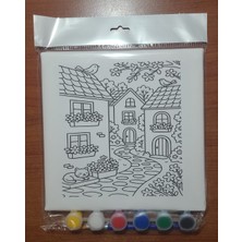 Sepetly Çocuklar Için Tuval Boyama Seti 20X20 cm - 6 Renk Boya ve Fırçalı Akrilik Boyama (Çoklu Desen Seçenekli)
