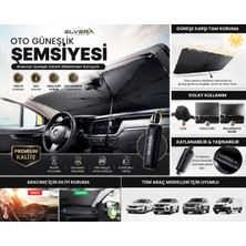 Elvera Katlanabilir Şemsiye Tip Araç Ön Cam Güneşliği 140X76 cm Uv Korumalı Isı Yansıtıcı