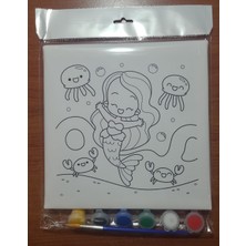 Sepetly Çocuklar Için Tuval Boyama Seti 20X20 cm - 6 Renk Boya ve Fırçalı Akrilik Boyama (Çoklu Desen Seçenekli)