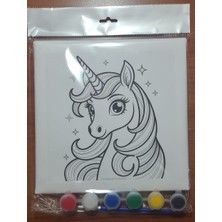 Sepetly Çocuklar Için Tuval Boyama Seti 20X20 cm - 6 Renk Boya ve Fırçalı Akrilik Boyama (Çoklu Desen Seçenekli)