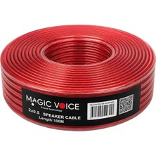 Magicvoice MV-29553 2X0.50MM Siyah Şeffaf Kırmızı Çizgili 100 Metre Cca Hoparlör Kablosu