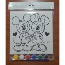 Sepetly Çocuklar Için Tuval Boyama Seti 20X20 cm - 6 Renk Boya ve Fırçalı Akrilik Boyama (Çoklu Desen Seçenekli)