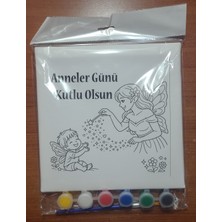 Sepetly Çocuklar Için Tuval Boyama Seti 20X20 cm - 6 Renk Boya ve Fırçalı Akrilik Boyama (Çoklu Desen Seçenekli)