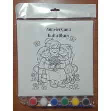 Sepetly Çocuklar Için Tuval Boyama Seti 20X20 cm - 6 Renk Boya ve Fırçalı Akrilik Boyama (Çoklu Desen Seçenekli)