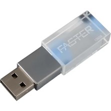Faster 128 GB Mimi Serisi USB 3.0 Yüksek Hızlı Mavi Işıklı Metal Flash Bellek