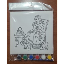 Sepetly Çocuklar Için Tuval Boyama Seti 20X20 cm - 6 Renk Boya ve Fırçalı Akrilik Boyama (Çoklu Desen Seçenekli)